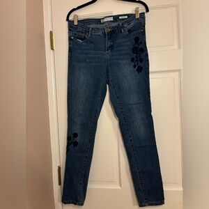 Anne Klein Floral Embroidered Skinny Ankle